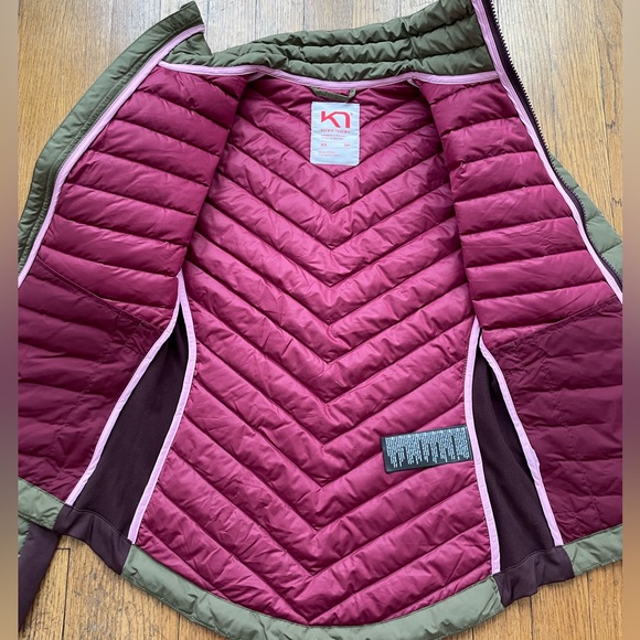 NWT Kari Traa Eva Down Jacket. Tweed. Olive Green and Plum. Size XS. - Picture 7 of 16